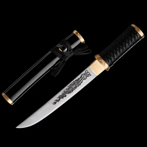 Vista 7 de Cuchillo de acero al manganeso 1065 hecho a mano con accesorios de cobre