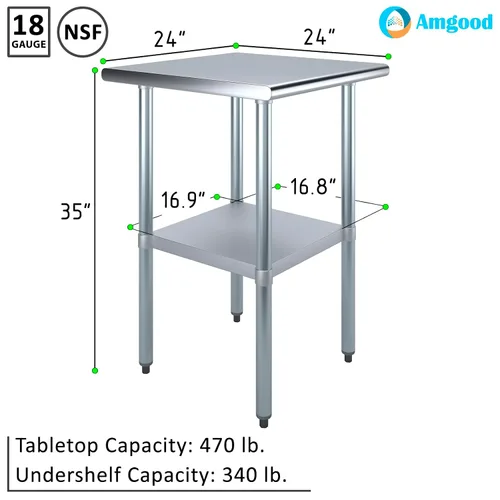 Vista 3 de Mesa de trabajo de acero inoxidable AmGood