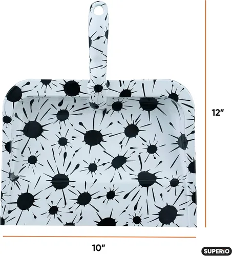 Vista 2 de Splash Design - Recogedor resistente con estampado de salpicaduras en blanco y negro para el hogar, escoba de cocina Superio