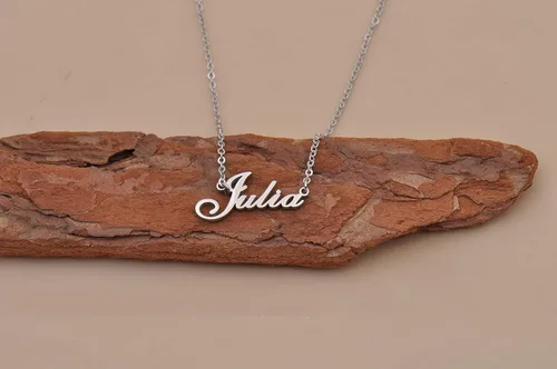 Vista 6 de Collar personalizado con dije de nombre de mamá en oro y plata