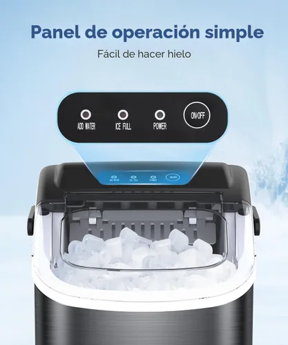 Vista 4 de COWSAR Máquina de hielo de encimera, máquina de hielo portátil con autolimpieza, 26.5 libras/24 horas, 9 cubos de hielo tipo bala en 6 minutos