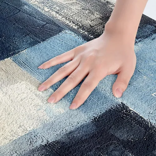 Vista 4 de Erosebridal Alfombra de baño abstracta azul de acuarela negra para niños y adolescentes, alfombra de baño de teñido anudado blanco degradado