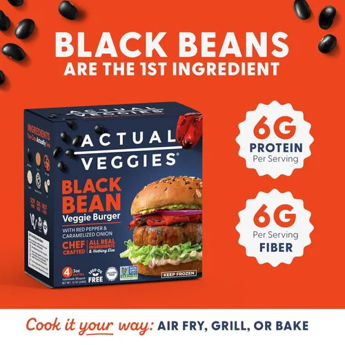 Vista 5 de Actual Veggies - Hamburguesa de frijol negro vegetariana, 12 oz
