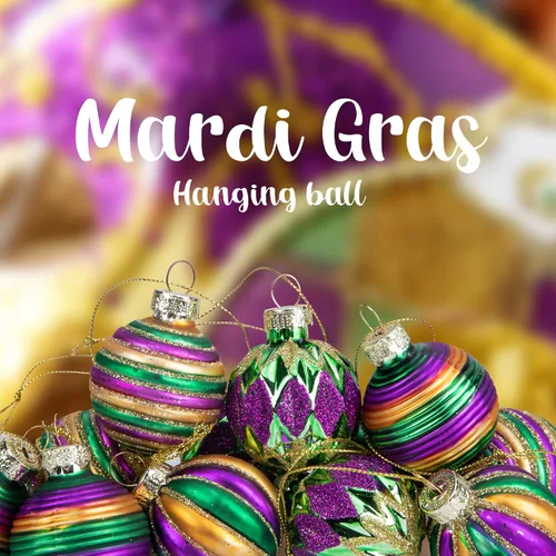 Vista 6 de Watayo 12 adornos de bola de vidrio Mardi Gras, bolas colgantes con purpurina de 1.5 pulgadas, adornos morados de Nueva Orleans, verde, adornos