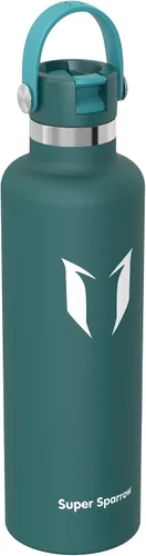 Vista 2 de Super Sparrow Botella de Agua Aislada - 17 Oz / 25 Oz / 34 Oz - Frasco FlipFlow de Boca Estándar - Libre de BPA, Botella a Prueba de Fugas Verde