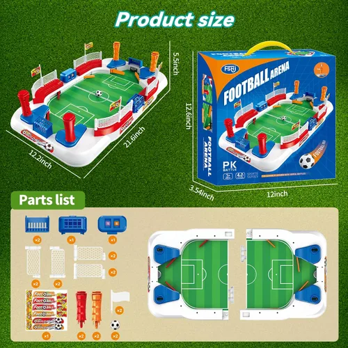 Vista 8 de Mini juego de mesa de futbolín para niños: juguete de regalos de fútbol para niños de 3, 4, 5, 6, 7, 8 a 12 años, juegos de mesa de fútbol deportivo