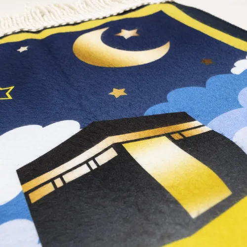 Vista 3 de Modefa Alfombra de oración islámica turca, alfombra delgada de oración para niños y niñas, tapete de oración musulmana tamaño pequeño para niños