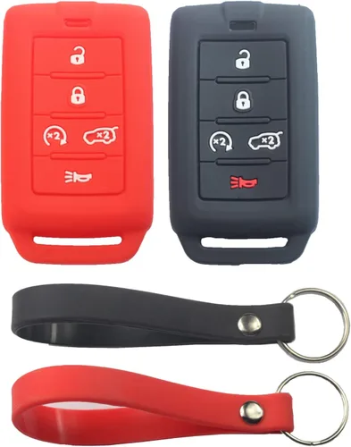 Vista 7 de 2 fundas para llavero de 5 botones compatibles con Jeep, 2 piezas negro, Pequeño