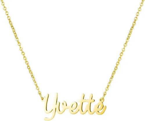 Vista 14 de Yiyang Collar con dije y nombre personalizable, de acero inoxidable, chapado en oro de 18 quilates, joyería para niñas, regalo de cumpleaños