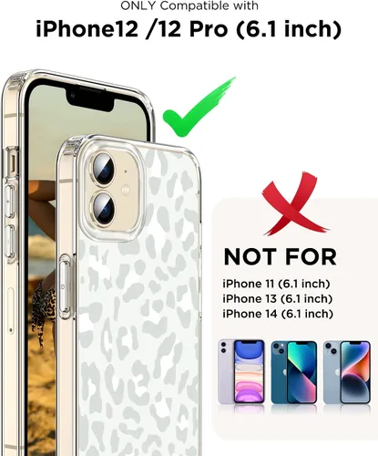 Vista 2 de Funda para iPhone 12 / iPhone 12 Pro Leopard, [Personalidad en la funda del teléfono] con protector de pantalla, carcasa rígida con bordes suaves