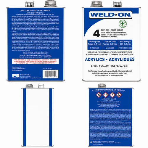 Vista 2 de Adhesivo acrílico Weld-On #4, fórmula libre de DCM y TCE (galón)
