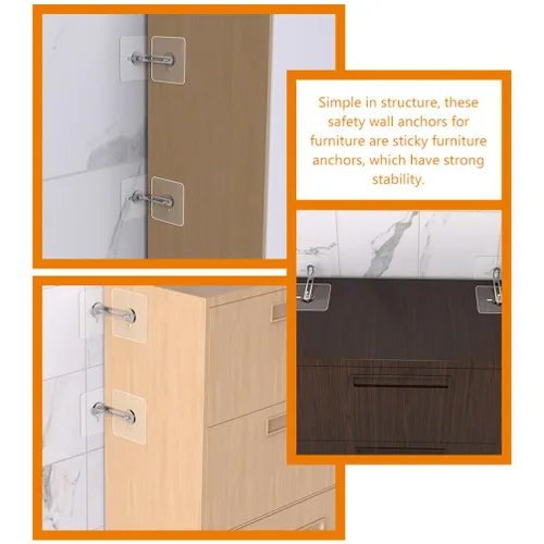 Vista 6 de Cabilock Ganchos adhesivos para muebles de pared, anclaje de pared, anclajes de punta autoadhesiva para TV