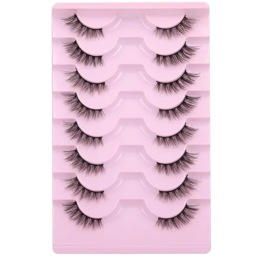 Vista 13 de Mavphnee Pestañas postizas marrones, ojo de gato, aspecto natural, extensión de pestañas rizadas D, banda transparente, pestañas marrones, pestañas