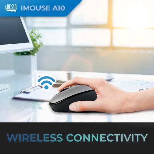 Vista 4 de iMouse - Mouse óptico inalámbrico A10, tecnología RF de 2.4 GHz, 800/1200/1600 DPI, uso de mano derecha e izquierda, con nano receptor, compatible