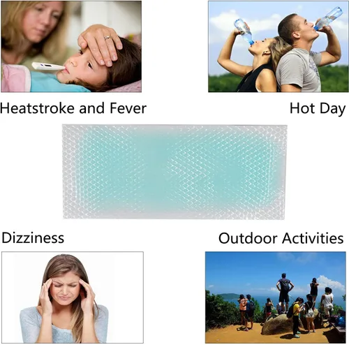 Vista 3 de 60 hojas de parches de gel refrescante para la fiebre, tiras refrescantes para la frente, láminas de gel refrescante para aliviar el dolor