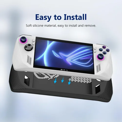 Vista 4 de Funda protectora de silicona para consola de juegos ASUS ROG Ally 2023, funda a prueba de caídas para ASUS Rog Ally 2023 (negro)