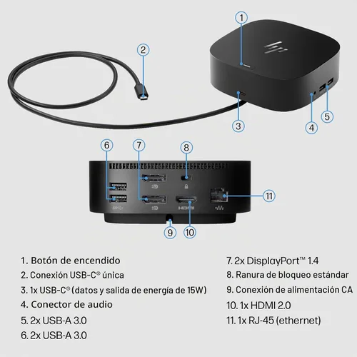 Vista 7 de HP USB-C Dock (descontinuado)