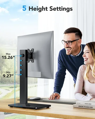 Vista 3 de HUANUO Soporte para monitor, montaje VESA independiente para pantallas de 13 a 34 pulgadas, capacidad de hasta 44 libras, 5 opciones de altura