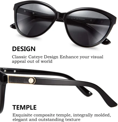 Vista 4 de FEISEDY Gafas de sol polarizadas clásicas Cateye para mujer, 100% protección UV B2512, 58mm