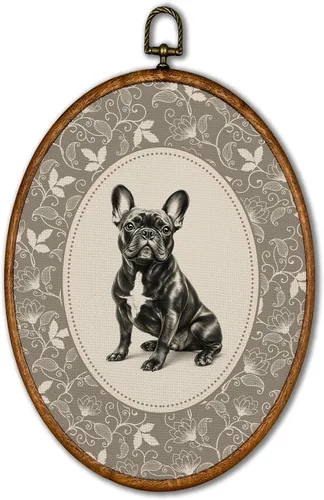 Vista 18 de KSDUT Arte de pared ovalado de perro pastor australiano floral retro de 8.6