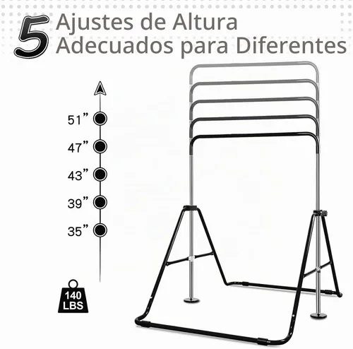 Vista 2 de Barras de gimnasia expandibles, barras horizontales de gimnasia de altura ajustable Negro