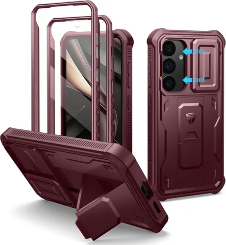 Vista 32 de Dexnor Funda para Samsung Galaxy S24 con Cubierta Deslizante Integrada para Cámara y Protector de Pantalla y Soporte, Funda Resistente a los Golpes