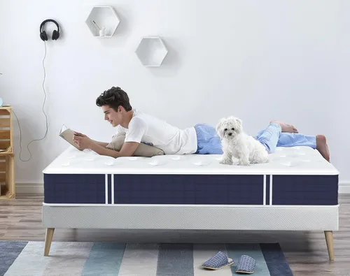 Vista 6 de Coolvie Colchón Twin de 10 pulgadas, Colchón híbrido con espuma viscoelástica de gel para un sueño nocturno fresco y alivio de presión, bolsillos