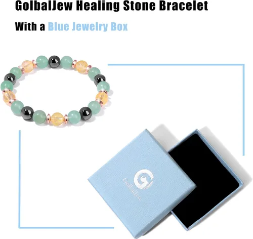 Vista 6 de GolbalJew Pulsera curativa para mujer, pulseras de cuentas de ansiedad, joyería de piedra curativa, pulsera de cristal para aliviar el estrés