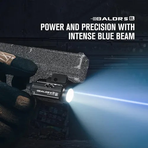 Vista 7 de OLIGHT Baldr S Blue Beam - Linterna táctica magnética recargable por USB de 800 lúmenes con combo de LED blanco, luz compacta montada en riel