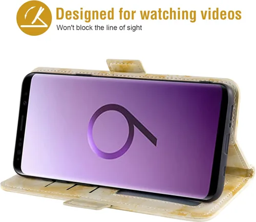 Vista 3 de Asuwish Funda compatible con Samsung Galaxy S9 y protector de pantalla de vidrio templado, accesorios para celda, ranura para tarjetero, función