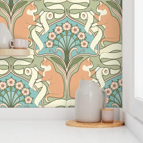Vista 8 de Spoonflower Papel tapiz de arte caprichoso para despegar y pegar