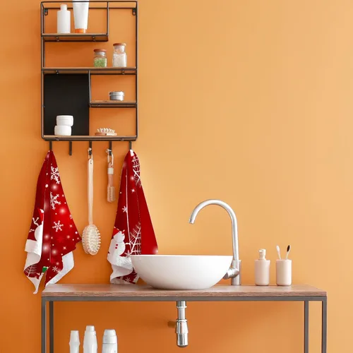 Vista 5 de Vantaso Juego de 2 toallas de mano de baño, diseño de muñeco de nieve rojo, muñeco de nieve, suaves y absorbentes, toalla de mano de cocina