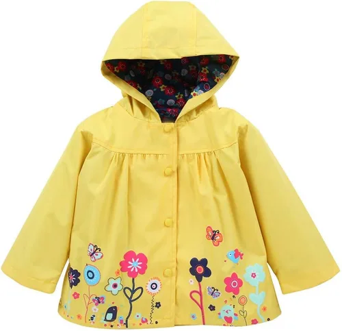 Vista 2 de Chaqueta impermeable con capucha para bebé y niña de 1 a 5 años, con estampado floral, rompevientos
