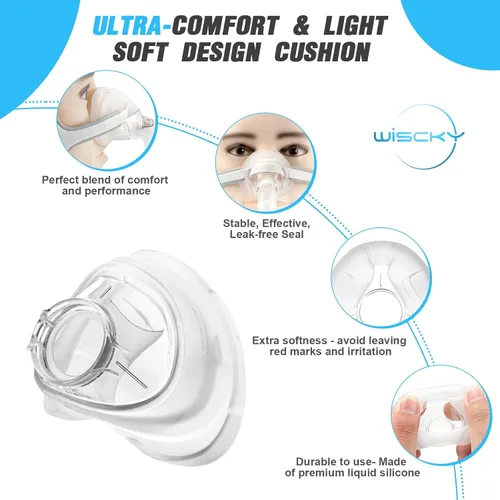 Vista 2 de Cojín de repuesto para mascarilla AirFit N20 de tamaño pequeño - 2 paquetes de cojines nasales de confort optimizado y sello seguro, compatibles