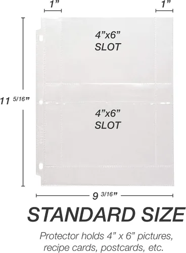 Vista 3 de Samsill Páginas de fotos de 4 x 6 pulgadas para carpeta de 3 anillos de 4 x 6, paquete de 25), con capacidad para 100 imágenes, cada página de fotos