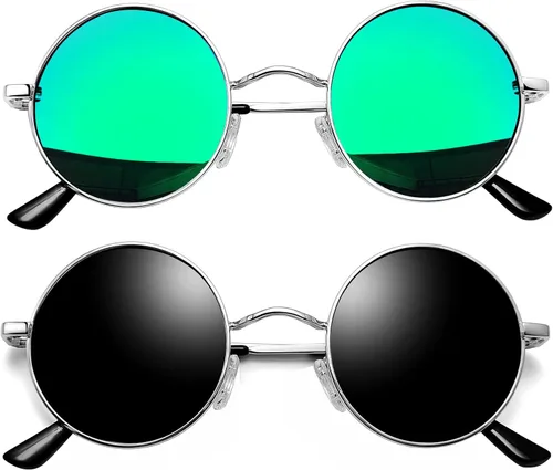 Vista 40 de Joopin Gafas de sol redondas pequeñas Hippie Circle Teashades Traje de protección UV Todo negro