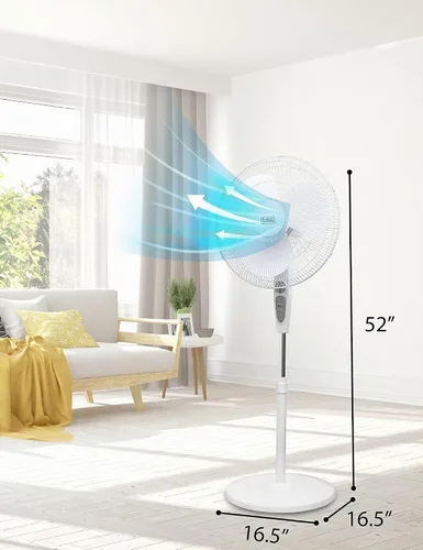 Vista 7 de BLACK+DECKER Ventilador de pie de 18 pulgadas con base de pedestal, ventilador de pedestal de altura ajustable con control remoto y panel de control
