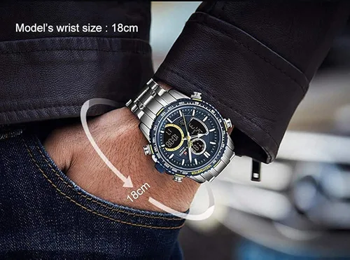 Vista 6 de NAVIFORCE Reloj analógico digital para hombre cronógrafo resistente al agua deportivo relojes de cuarzo de negocios moda de acero inoxidable Militar