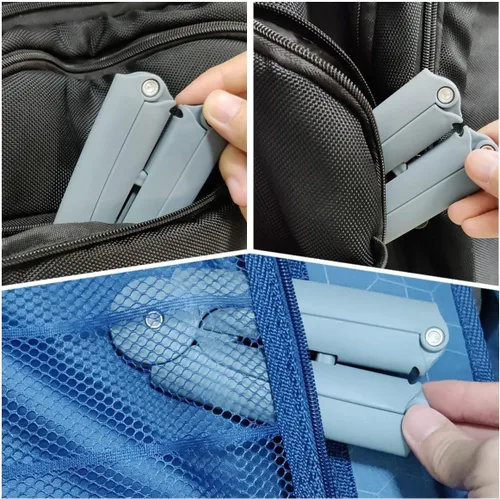 Vista 6 de Perchas de viaje plegables plegables de plástico, perchas portátiles antideslizantes para ropa sucia, automóvil, camping, perchas grises, secado