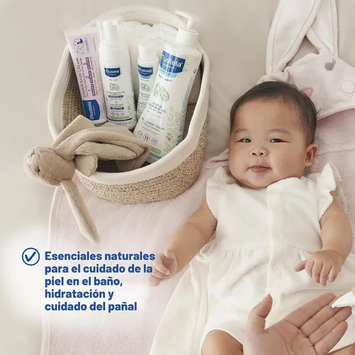 Vista 9 de Mustela Set de regalo para recién nacidos, productos esenciales para el cuidado de la piel y el baño para bebés, natural y a base de plantas, juego