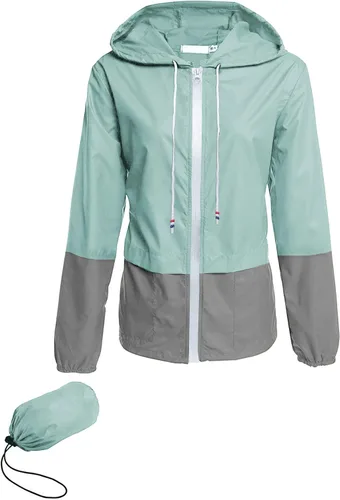 Vista 21 de Avoogue - Chaquetas de lluvia para mujer, diseño ligero, con capucha, para exteriores, impermeables, cortavientos Verde militar