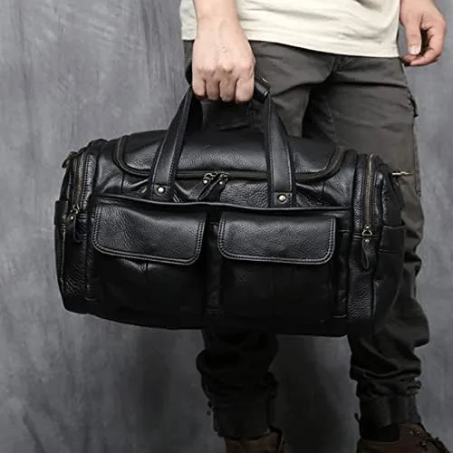 Vista 2 de Ztimi Men's Hand Luggage Bag Travel Bag Genuine Leather Large Capacity Single Shoulder Messenger