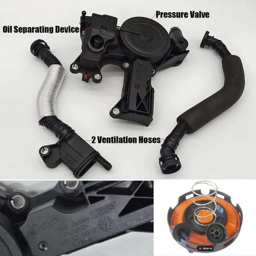 Vista 5 de PCV - Válvula de ventilación del cárter del motor, separador de aceite compatible con Audi A3 A4 A5 Q5 TT VW Beetle CC Jetta Passat Tiguan 1.8