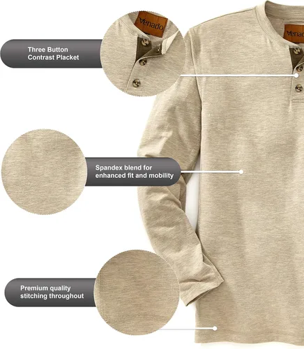 Vista 4 de Venado Henley - Camiseta de manga larga y material flexible para hombre
