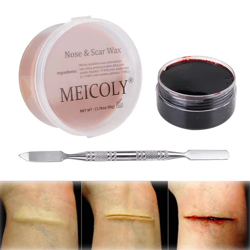 Vista 9 de MEICOLY Látex líquido blanco transparente con esponja para maquillaje de hilo de madera, disfraz de Halloween SFX efectos especiales maquillaje