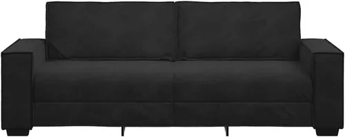 Vista 5 de vidaXL Sofá de 3 plazas Sofá rectangular de terciopelo negro de 3 plazas
