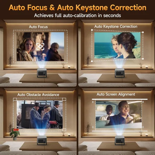 Vista 4 de Alwtniet Proyector HY350GT con Google TV, WiFi 6, Bluetooth 5.4, TV Stick 4K Support Portable Mini Projector, Auto Focus & Obstacle Avoidance, 650