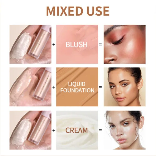 Vista 7 de Mysense Maquillaje iluminador líquido, iluminador facial luminoso natural, luminizador ligero y sedoso, maquillaje iluminador facial impermeable