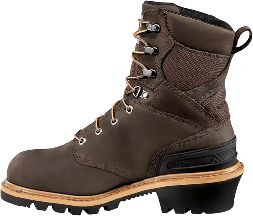 Vista 3 de Carhartt Botas de cuero para hombre de 8 pulgadas con punta compuesta impermeable Cml8360 fuego y seguridad Café (Crazy Horse Brown)