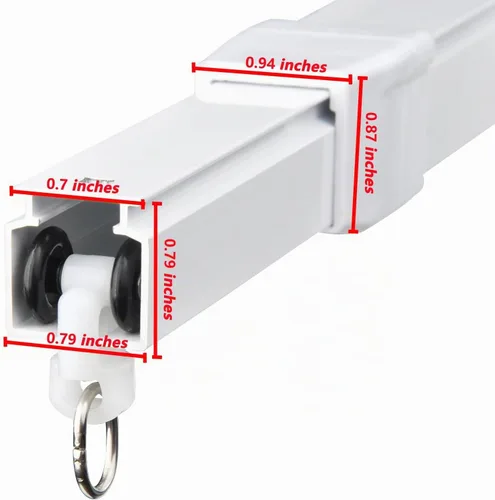 Vista 4 de Sistema de riel telescópico para cortinas de techo de 37-73 pulgadas, juego de riel de cortina resistente retráctil de medida libre como divisor